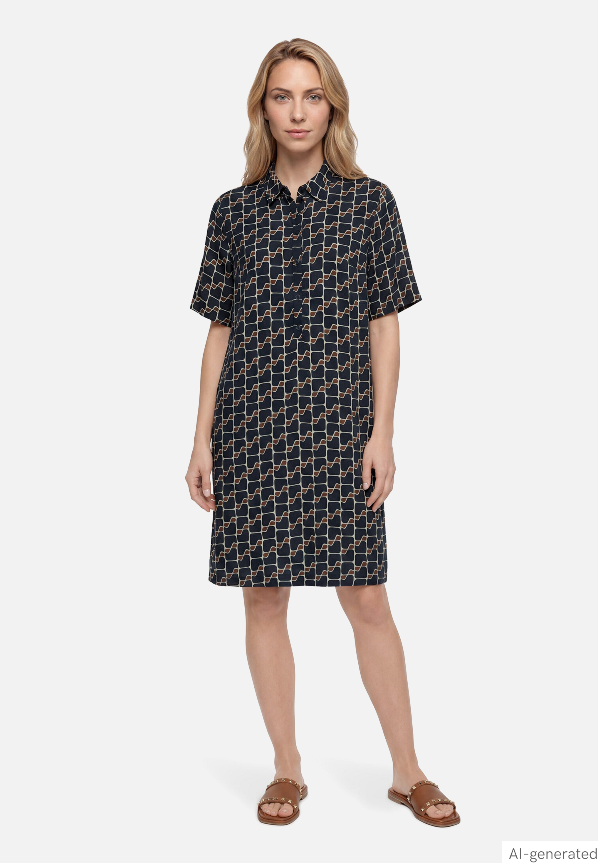Hemdblusenkleid mit grafischem Muster