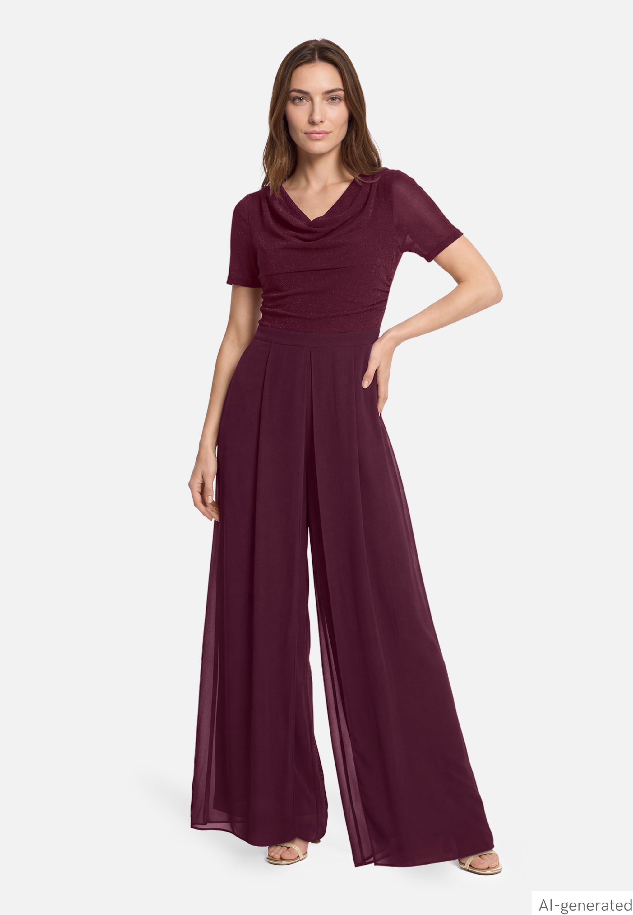 Jumpsuit mit Wasserfallausschnitt