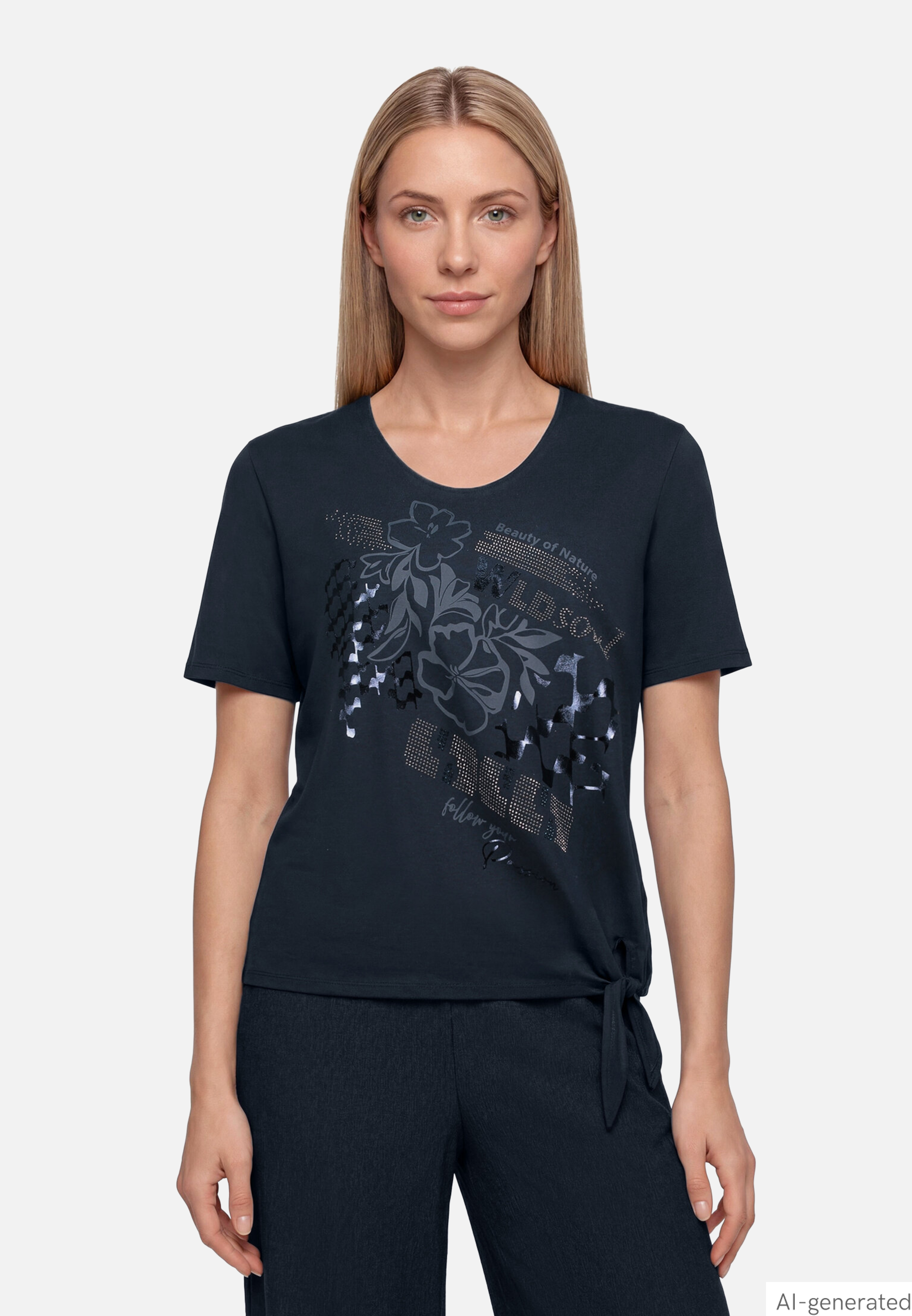 Print-T-Shirt Mit Schleifenknoten