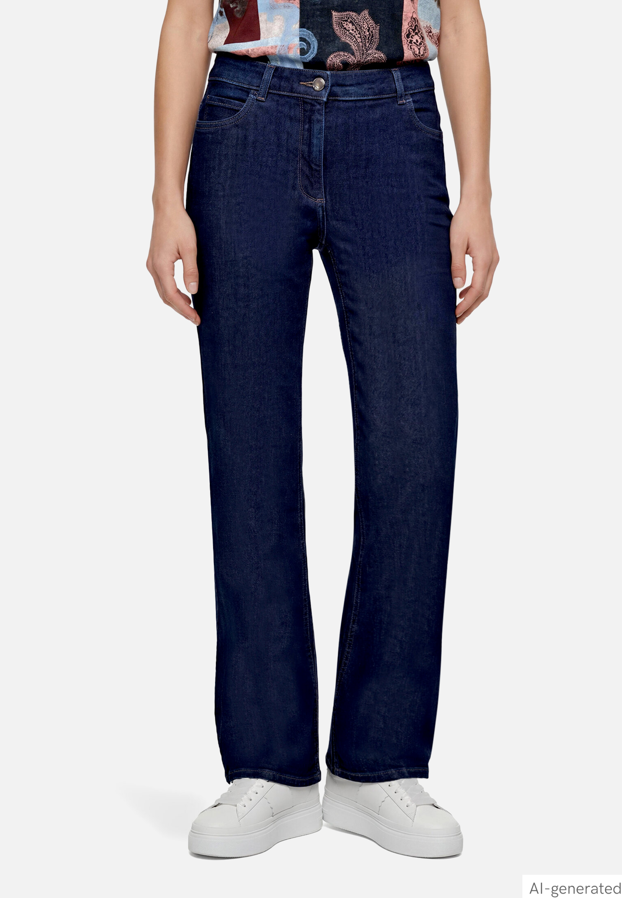 Wideleg Jeans mit Used Waschung