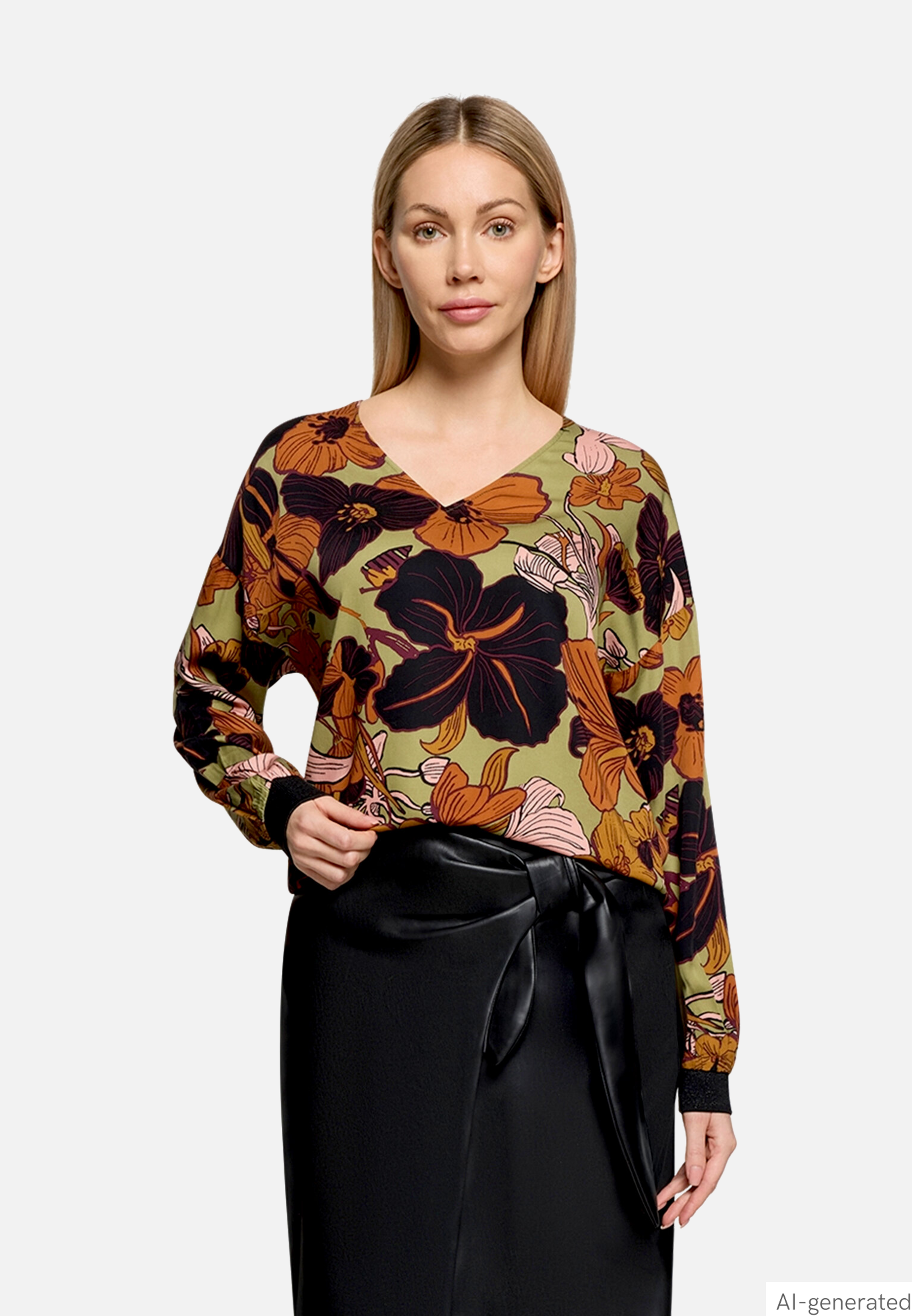 Oversize-Bluse mit Rippbündchen