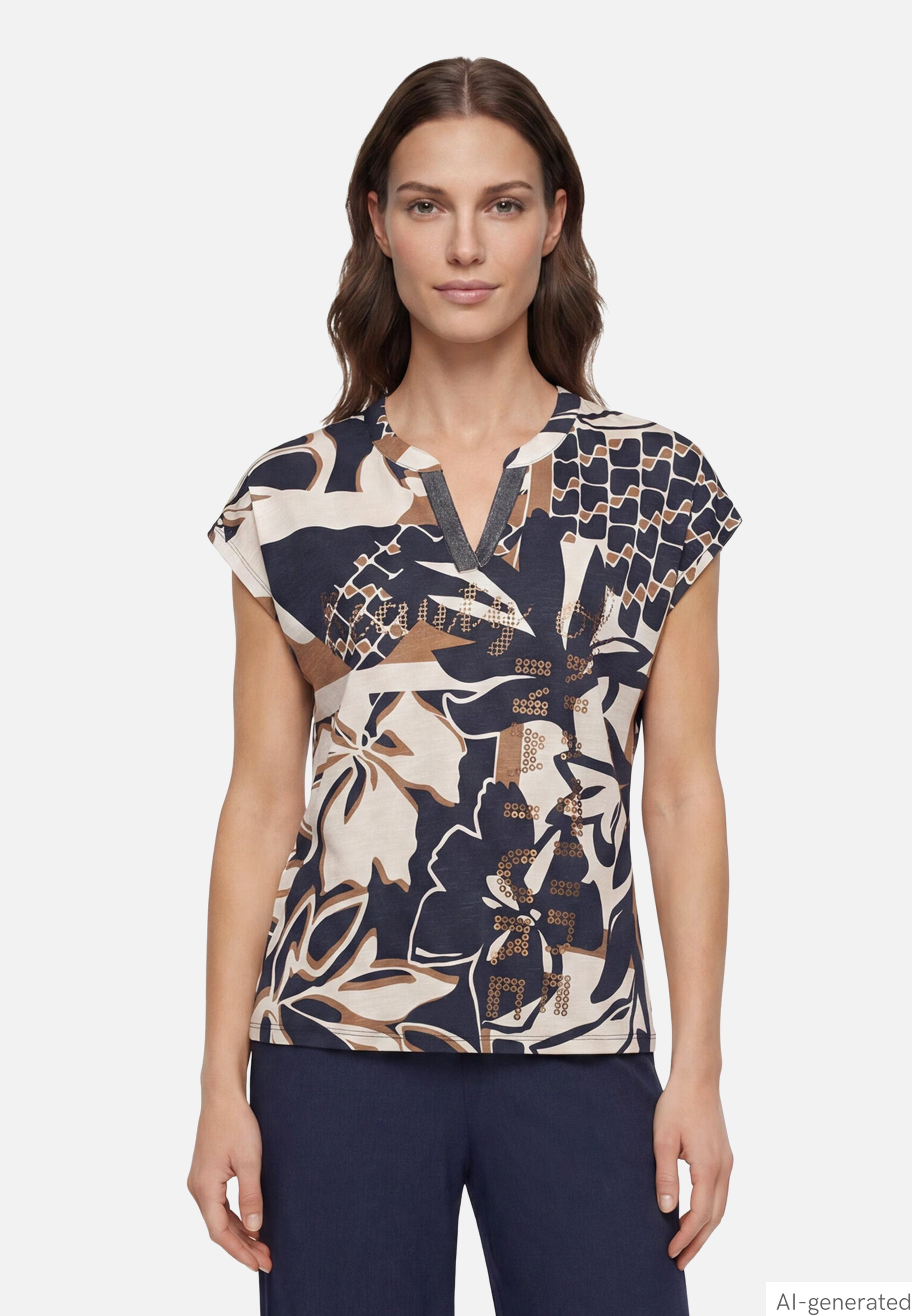 Print-T-Shirt mit Pailletten