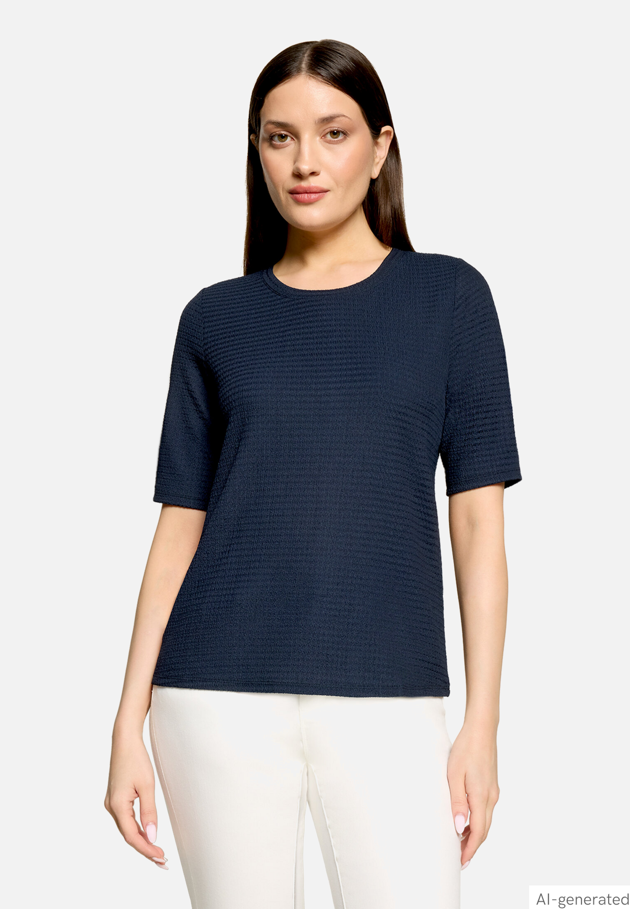 Strukturshirt mit Rundhalsausschnitt