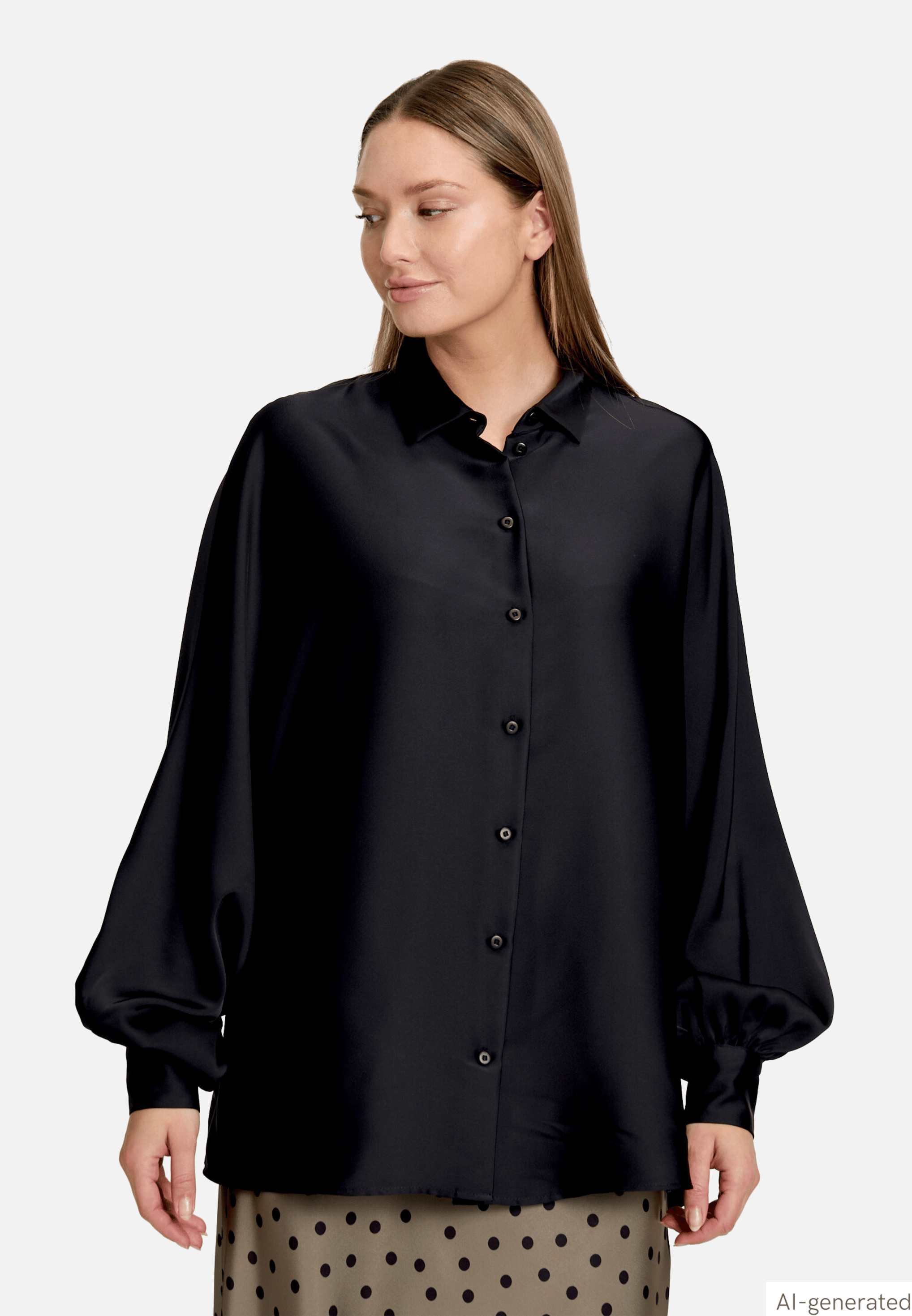 Satin-Bluse mit Kragen