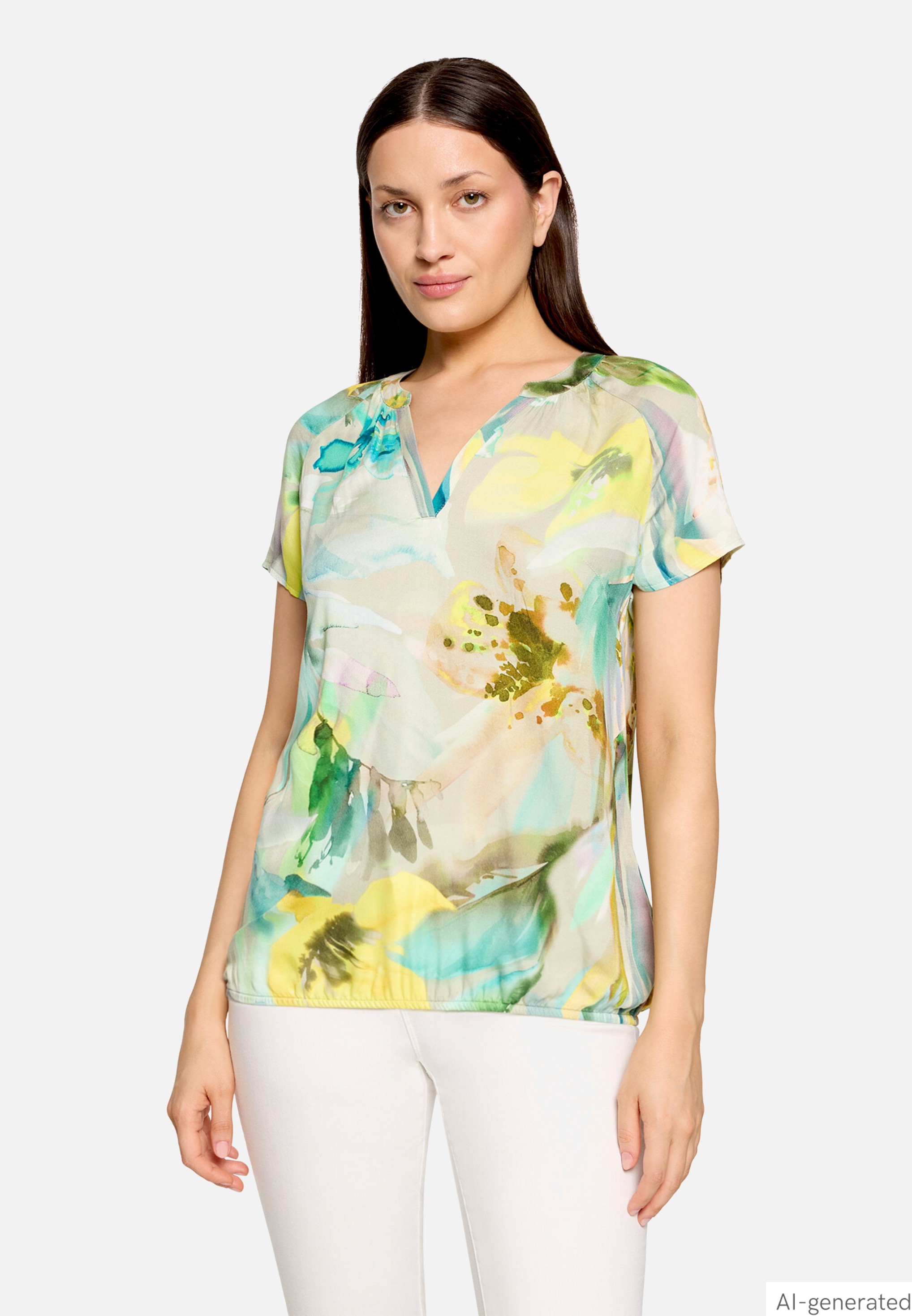 Satin-Bluse mit Blumenprint