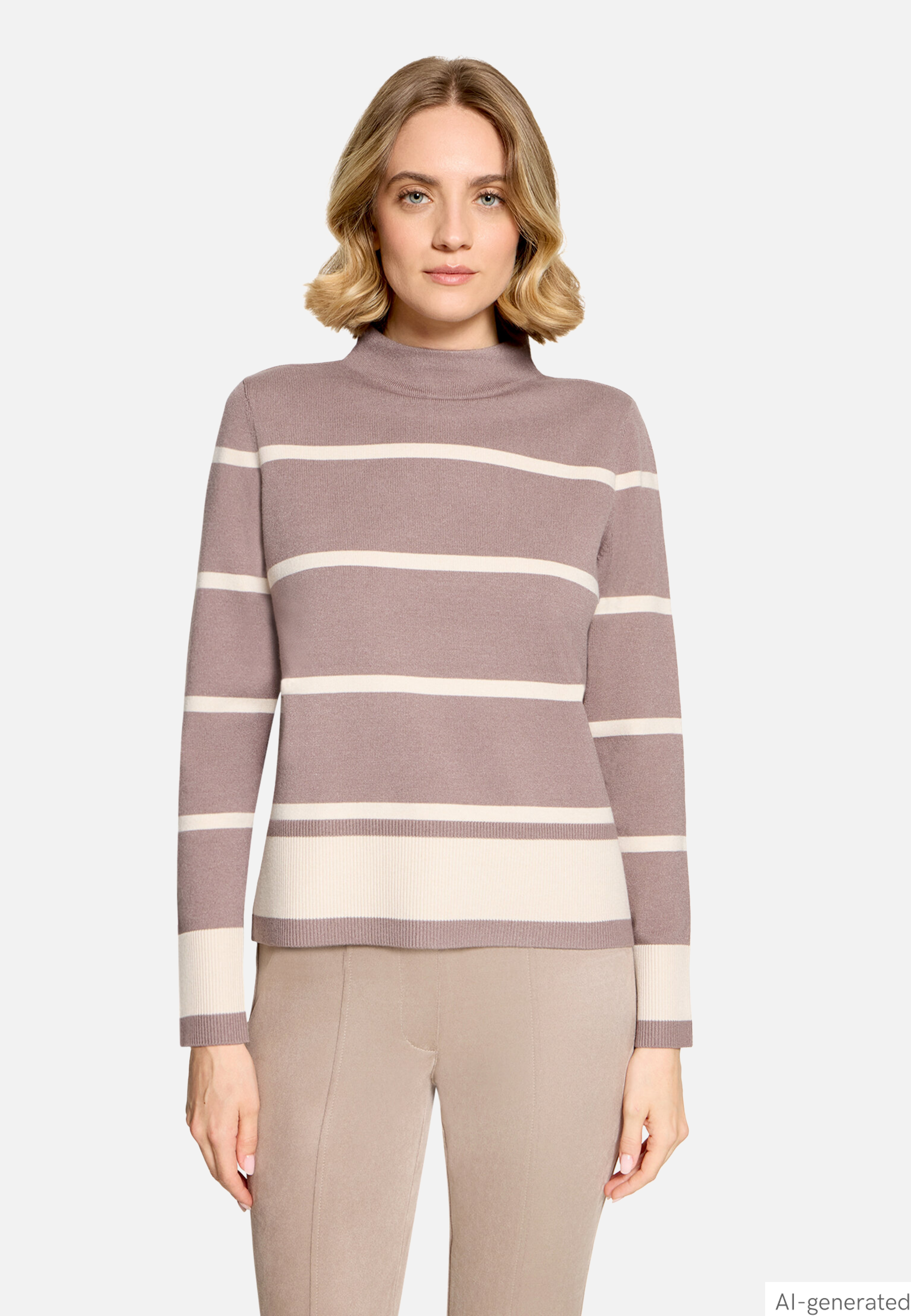 Gestreifter Pullover mit Stehkragen