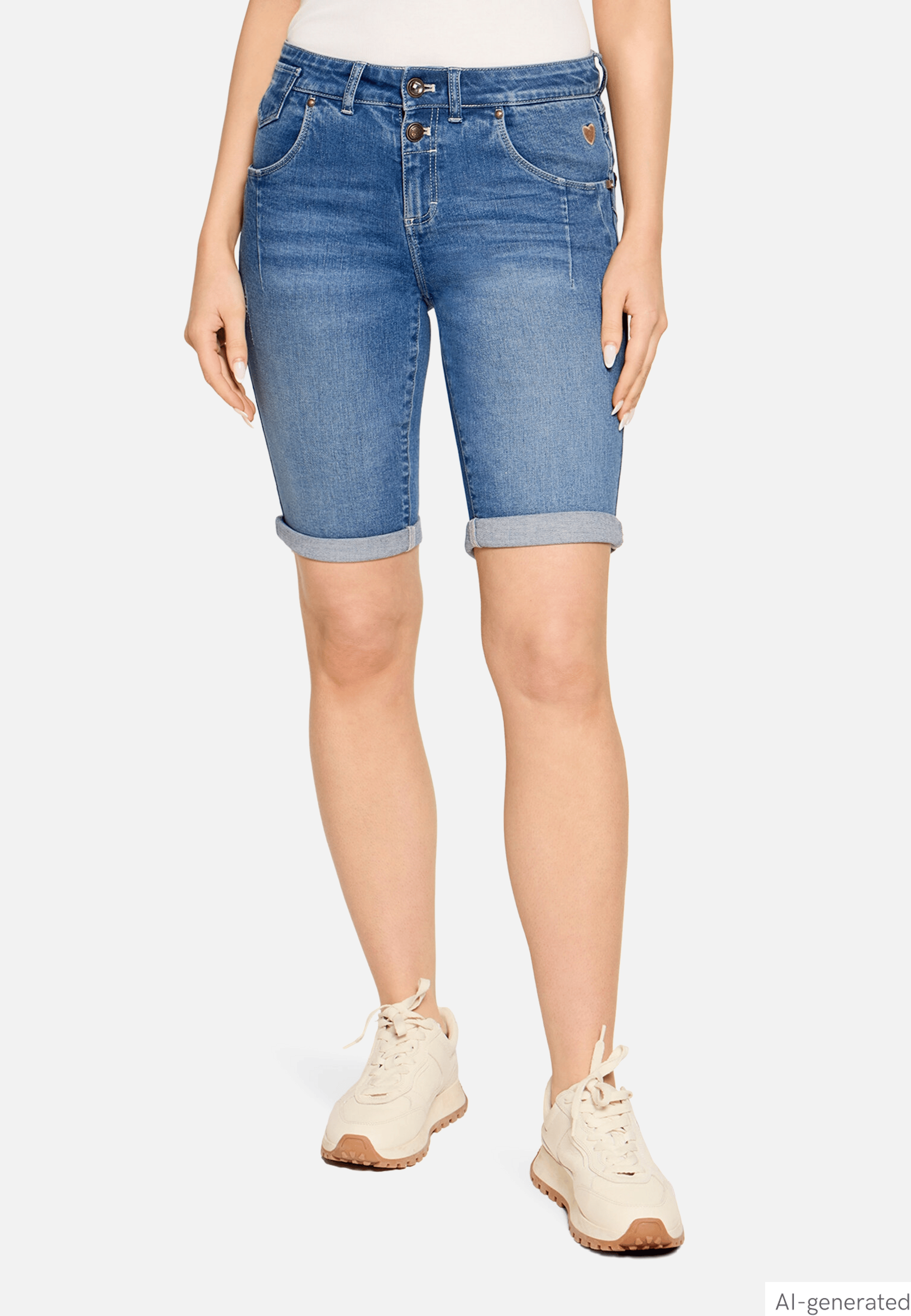 Jeans-Shorts mit Stickerei
