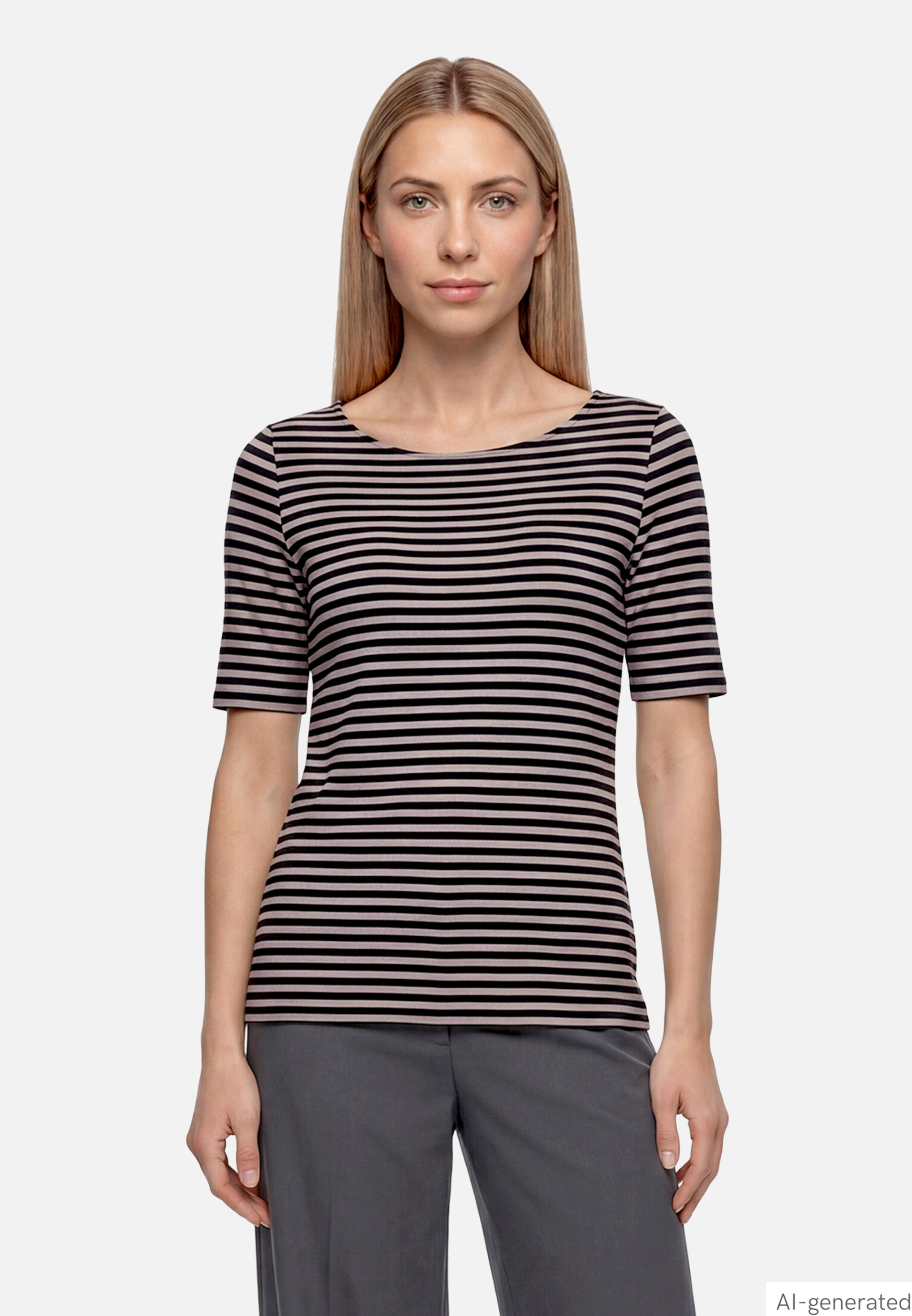 Gestreiftes T-Shirt mit Rundhalsausschnitt