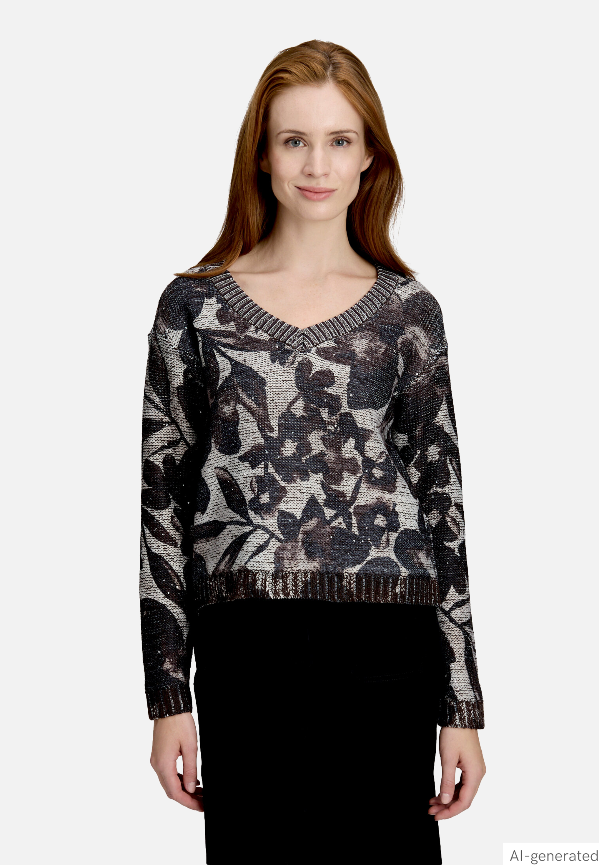 Grobstrick-Pullover mit Pailletten