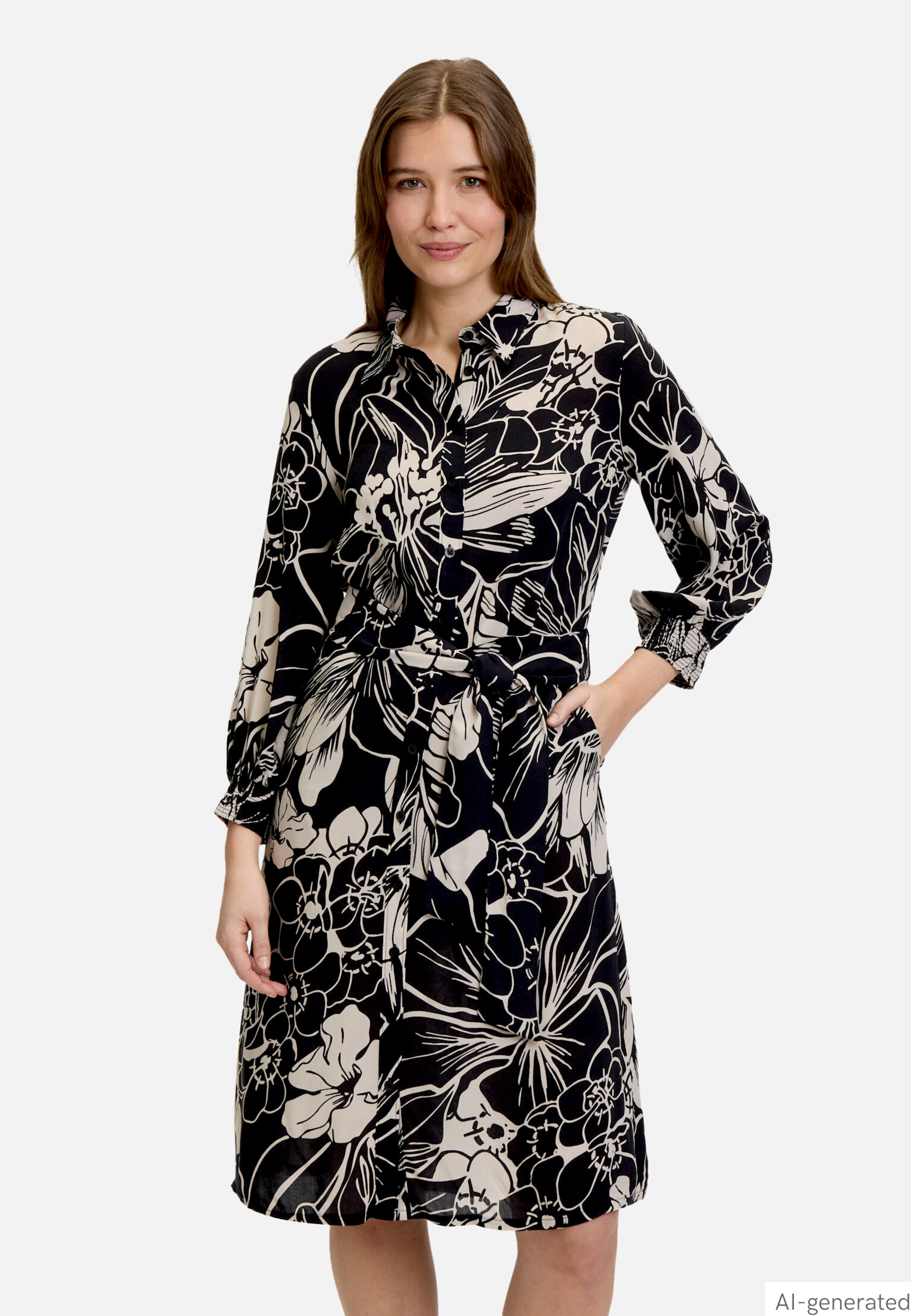 Hemdblusenkleid mit Bindegürtel