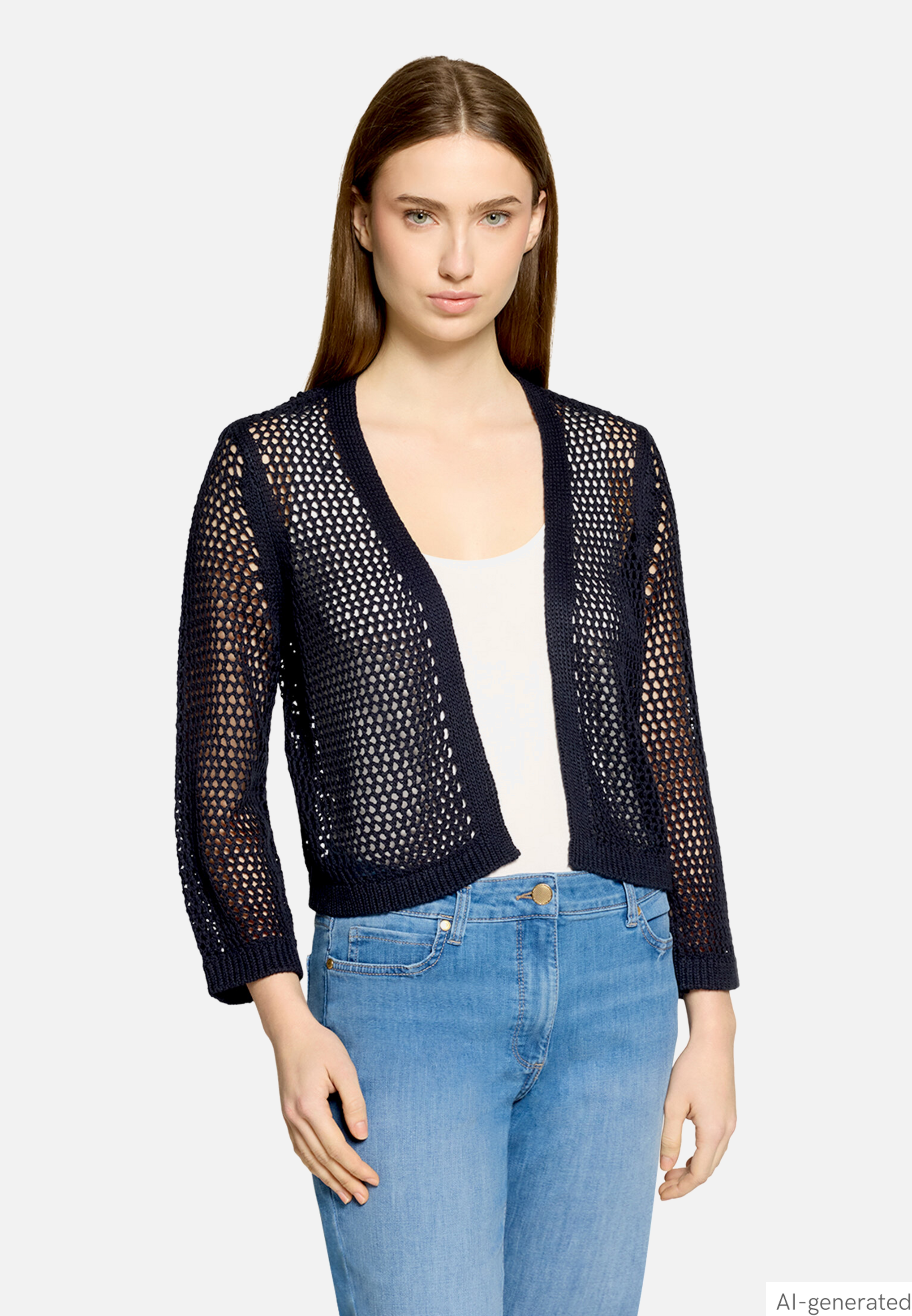 Grobstrickjacke mit Lochmuster