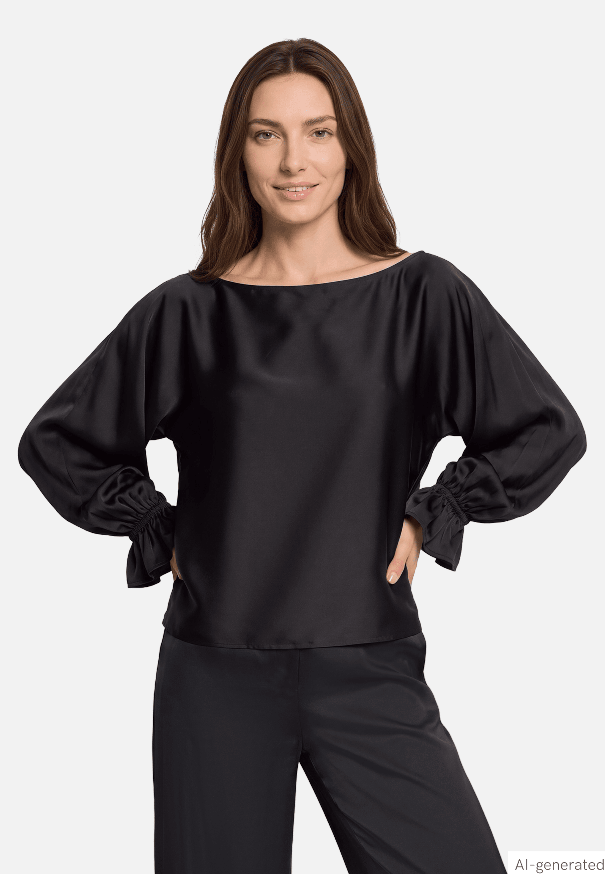 Satin-Bluse mit Fledermausärmeln
