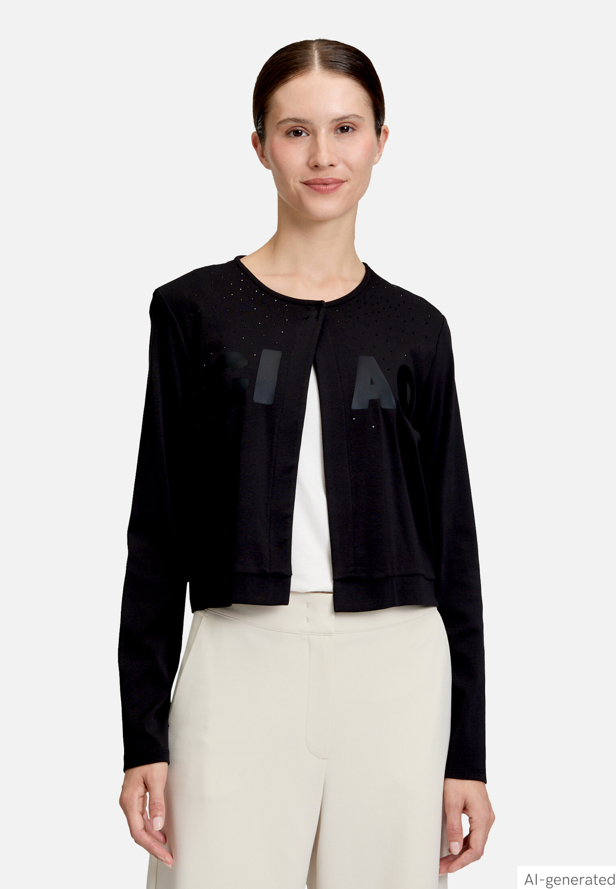 Shirtjacke mit Rundhalsausschnitt