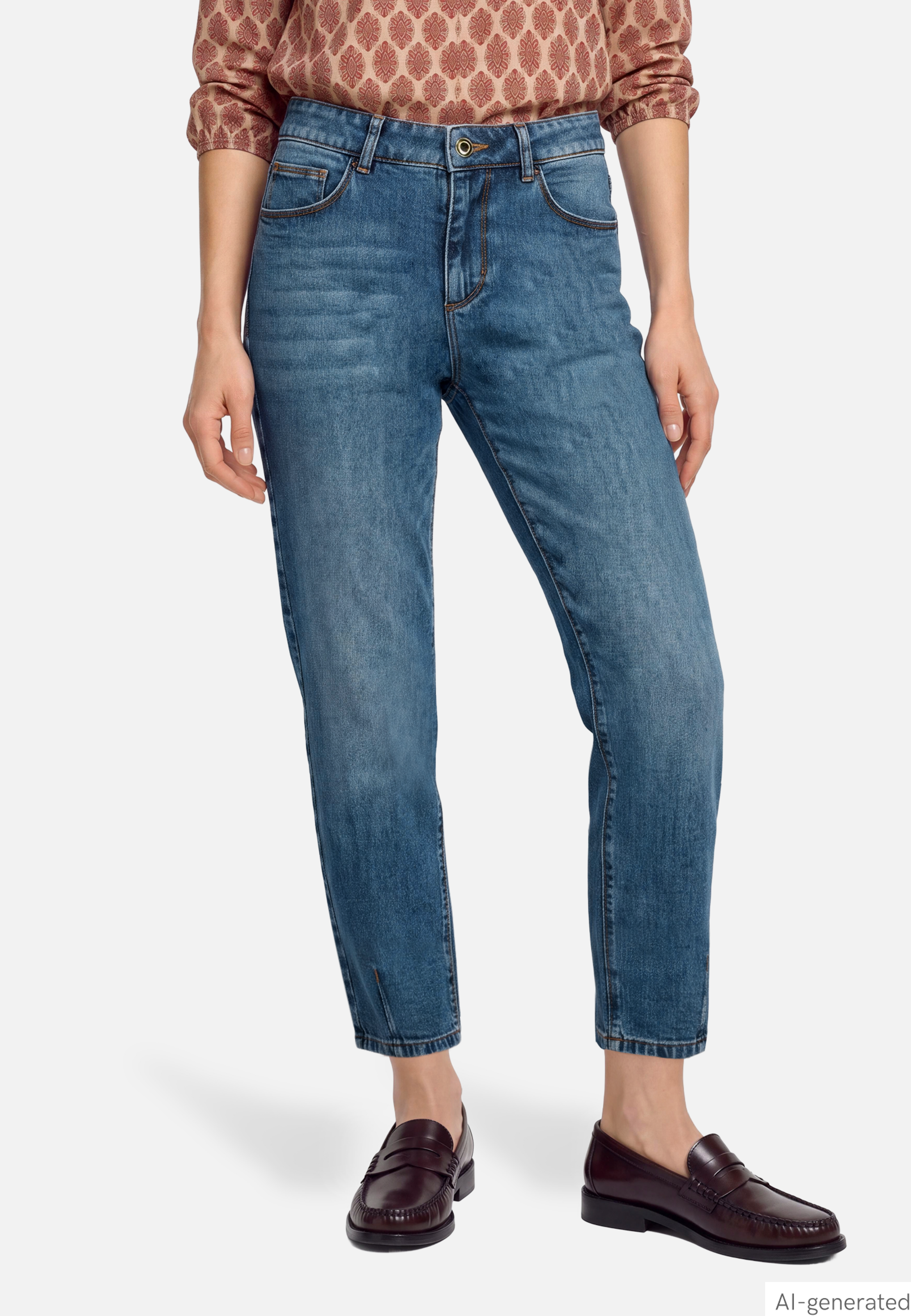 Barrel-Jeans mit Used Waschung