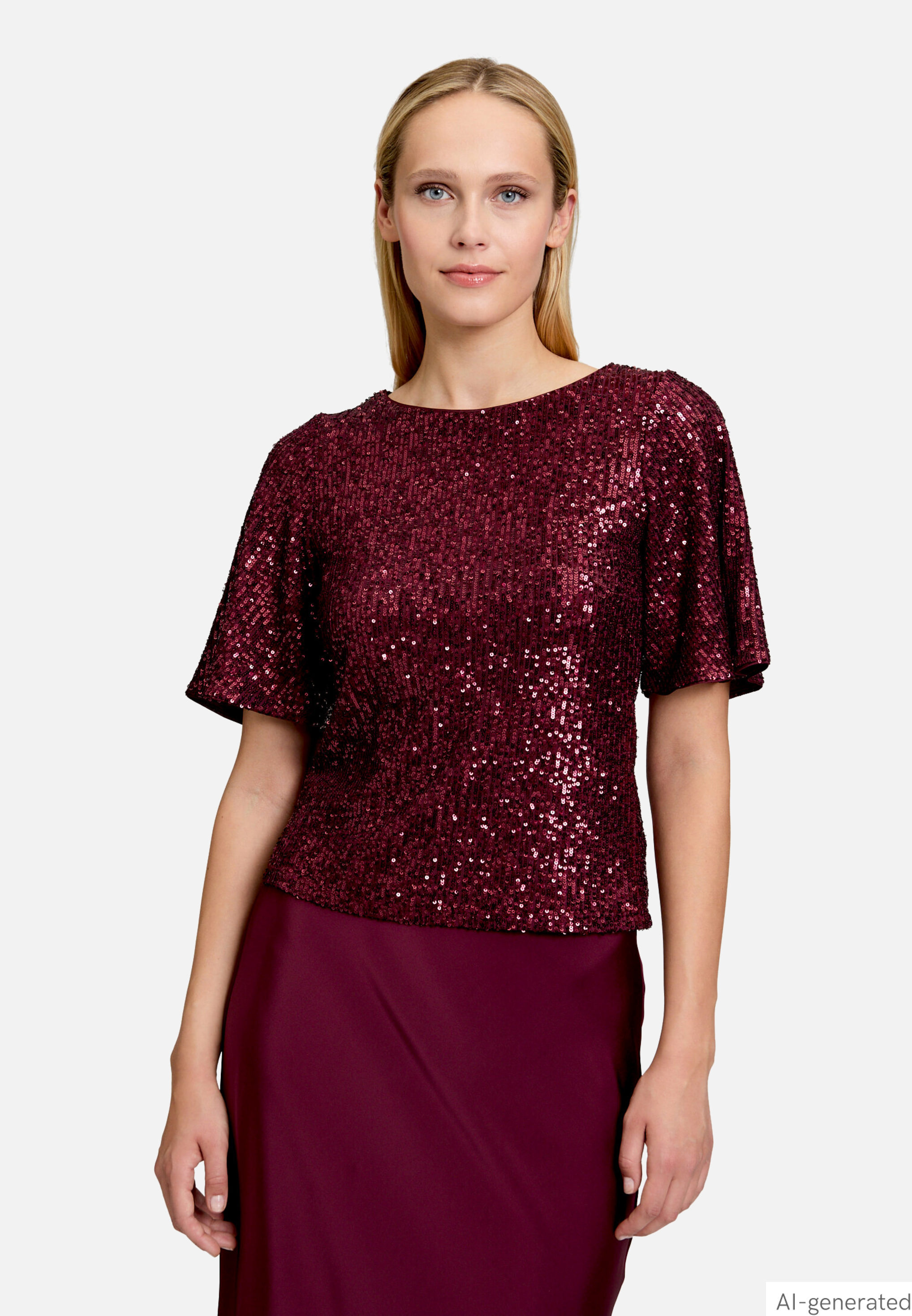 Pailletten-Bluse mit Flügelärmeln