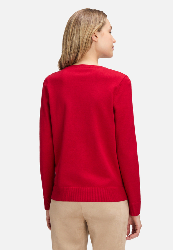 Basic-Strickpullover mit Rundhalsausschnitt / Modellfoto Rückseite