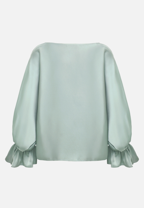 Satin-Bluse mit U-Boot-Ausschnitt / Rückseite