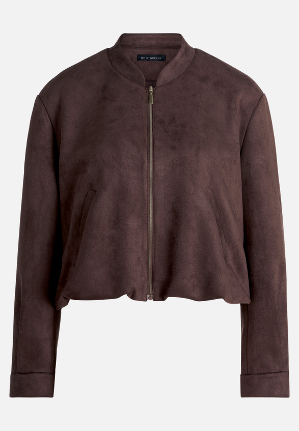 Velourslederjacke mit Stehkragen  / Vorderseite