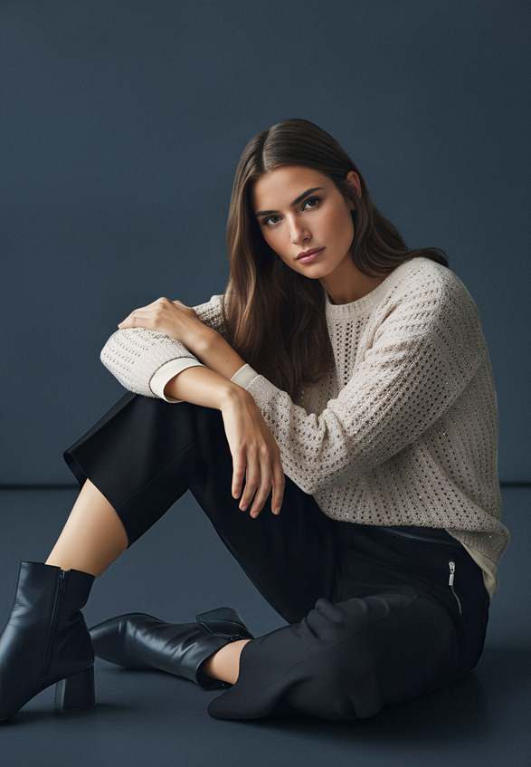 Grobstrick-Pullover mit Lochmuster / Imagebild