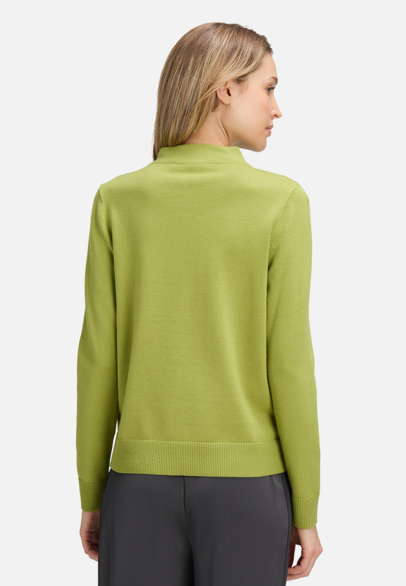 Basic-Strickpullover mit Stehkragen / Modellfoto Rückseite