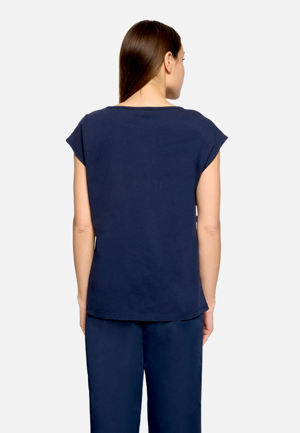 Casual-Shirt mit Ringel / Modellfoto Rückseite