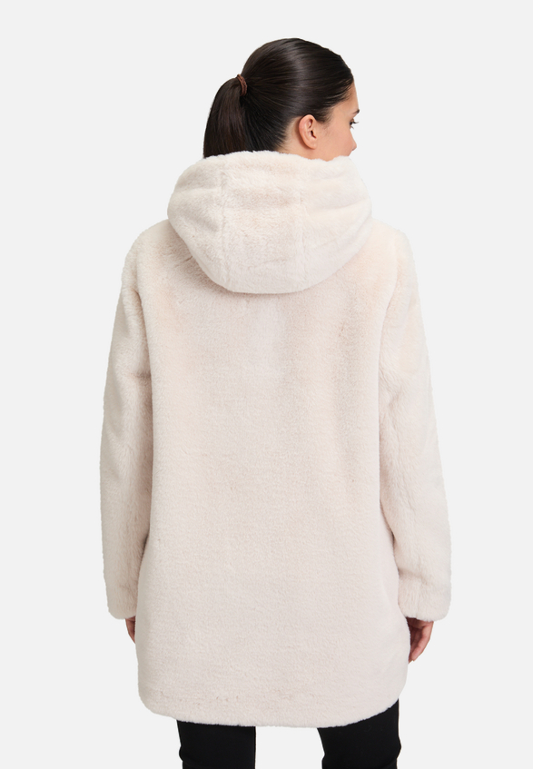 Plüschjacke mit Kapuze / Modellfoto Rückseite