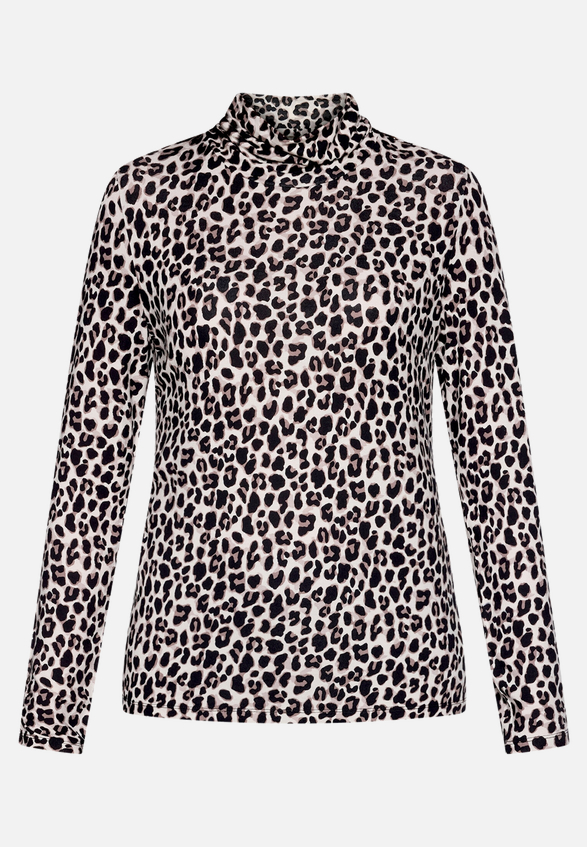 Rollkragenshirt  mit Leoprint  / Vorderseite