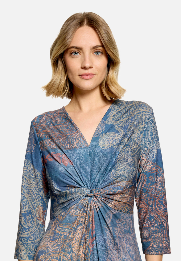 Midikleid  Paisleymuster mit Raffung / Detailbild