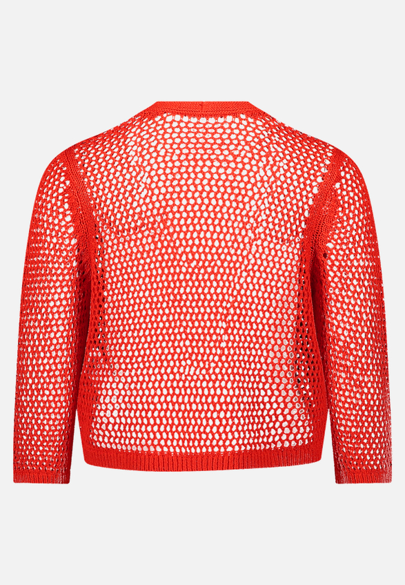 Grobstrickjacke mit Lochmuster / Rückseite