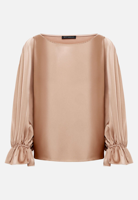 Satin-Bluse mit U-Boot-Ausschnitt / Vorderseite