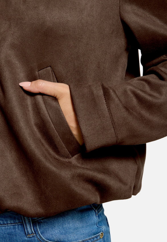 Velourslederjacke mit Stehkragen  / Detailbild