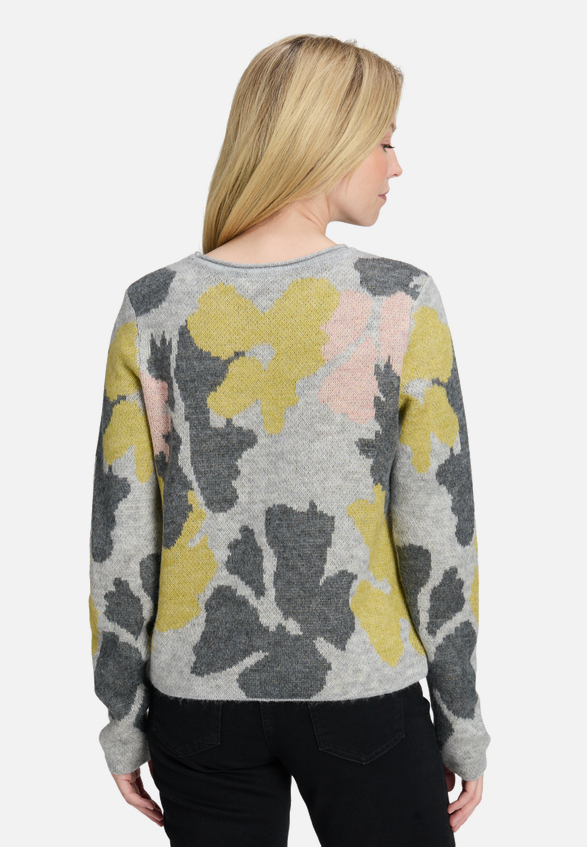 Grobstrick-Pullover mit Jacquard / Modellfoto Rückseite