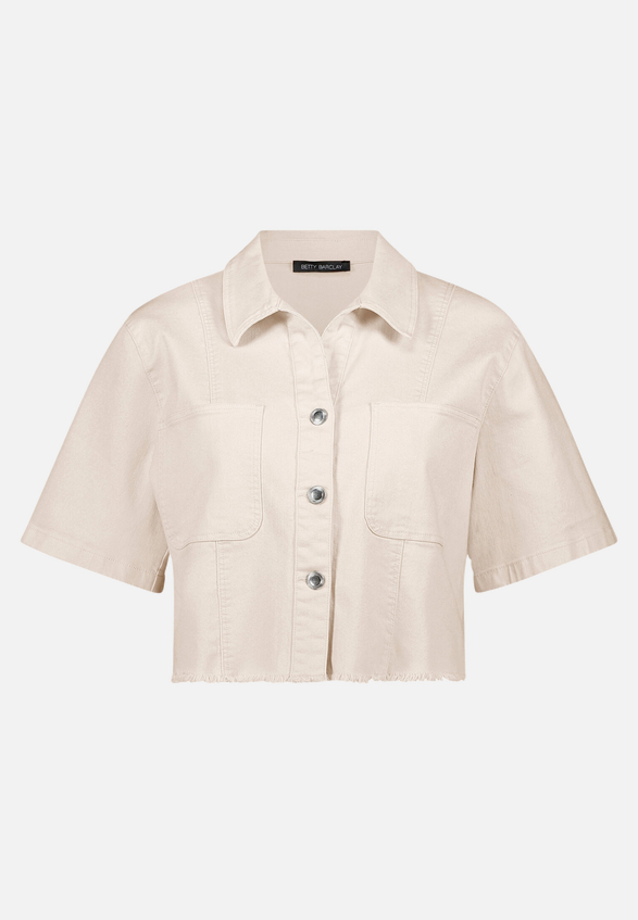 Jeansjacke kurzarm mit Knöpfen / Vorderseite