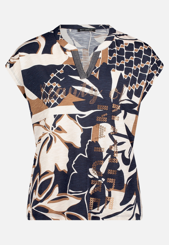 Print-T-Shirt mit Pailletten / Vorderseite