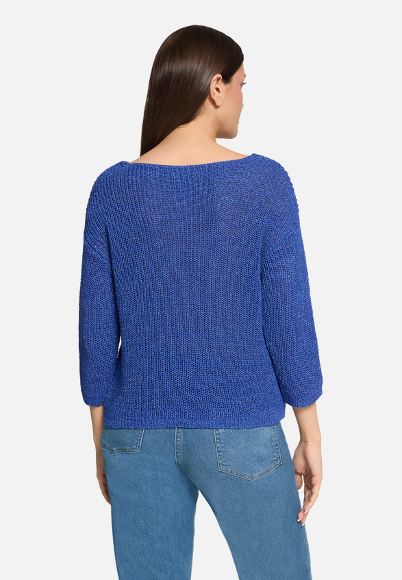 Basic-Strickpullover mit Rippenstruktur / Modellfoto Rückseite