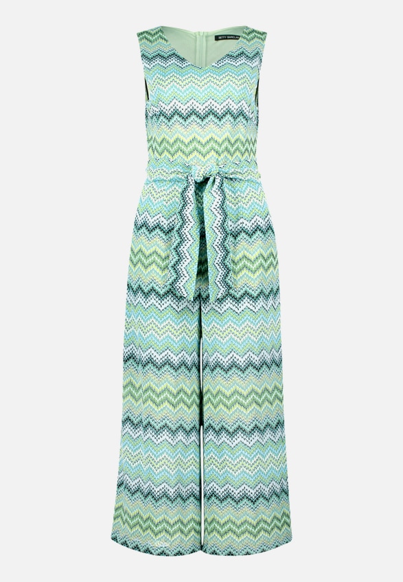 Jumpsuit  mit Zickzack-Muster und Bindegürtel / Vorderseite