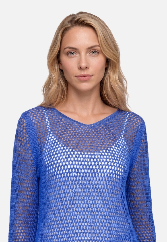 Lochstrick-Pullover mit 3/4 Arm / Detailbild