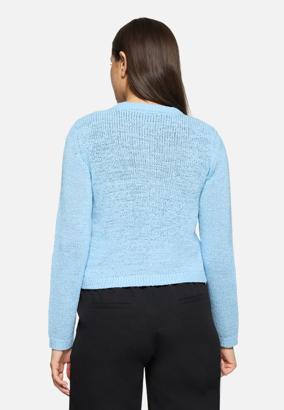 Strick-Cardigan mit aufgesetzten Taschen / Modellfoto Rückseite