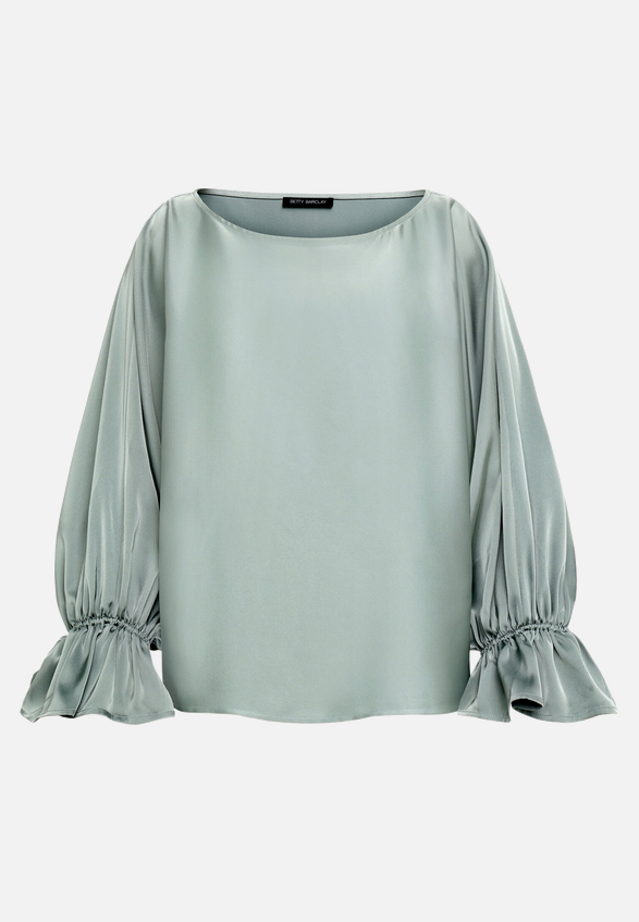 Satin-Bluse mit U-Boot-Ausschnitt / Vorderseite