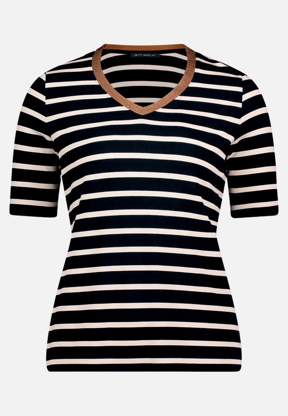 Gestreiftes T-Shirt  mit V-Ausschnitt  / Vorderseite