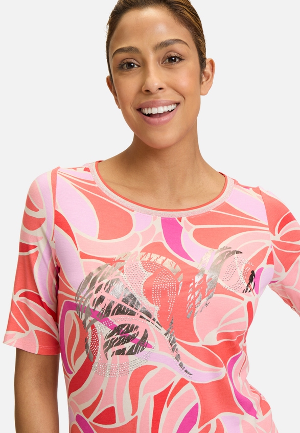 Printshirt mit Schmucksteinen / Detailbild