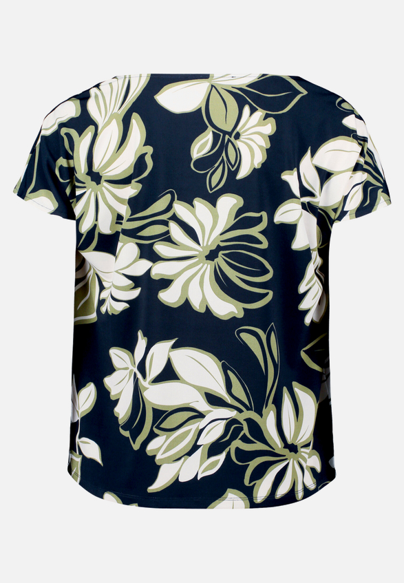 Printshirt mit Wasserfallausschnitt / Rückseite