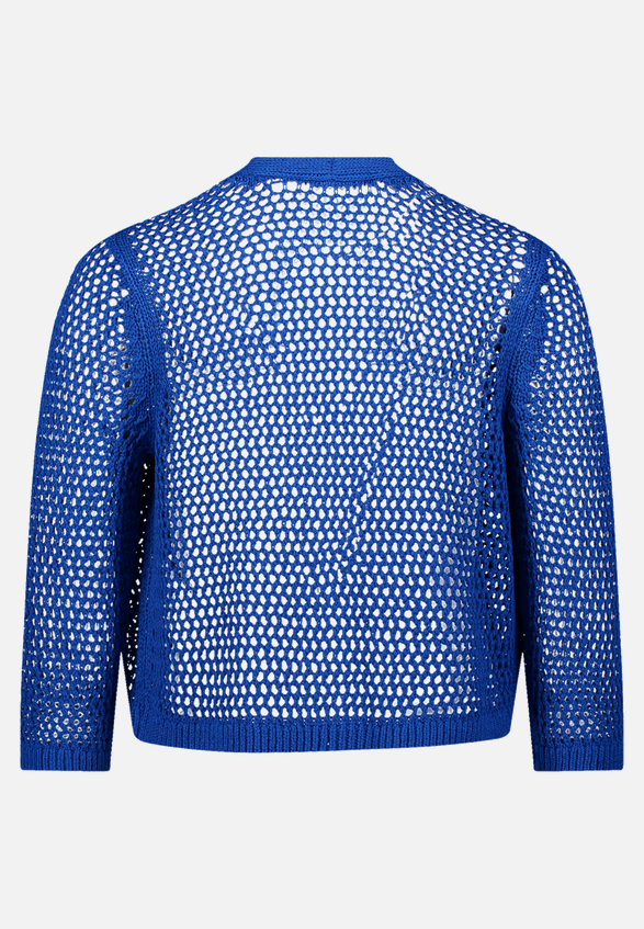 Grobstrickjacke mit Lochmuster / Rückseite