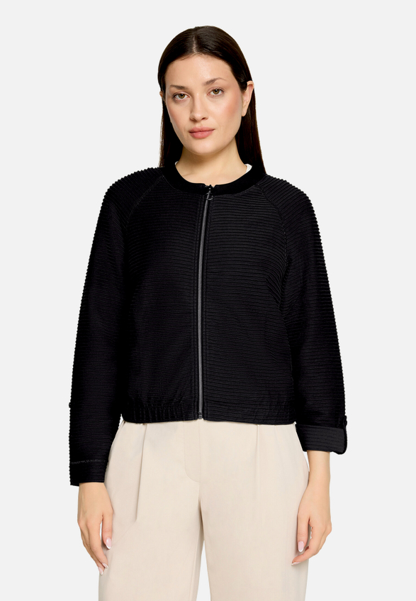 Casual-Jacke mit Rippenstruktur / Modellfoto Vorderseite