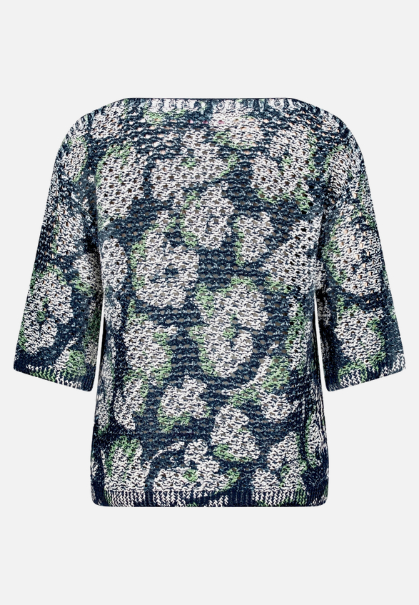 Lochstrick-Pullover  mit Blumenmuster / Rückseite