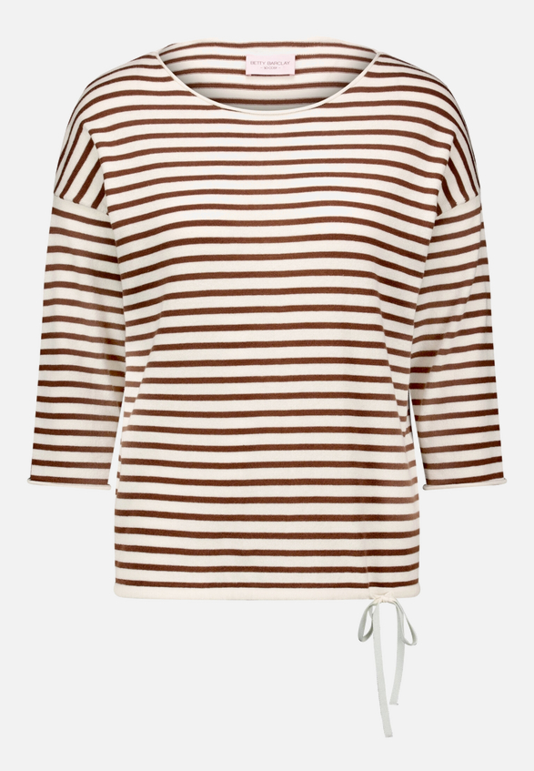 Gestreifter Pullover  mit U-Boot Ausschnitt  / Vorderseite