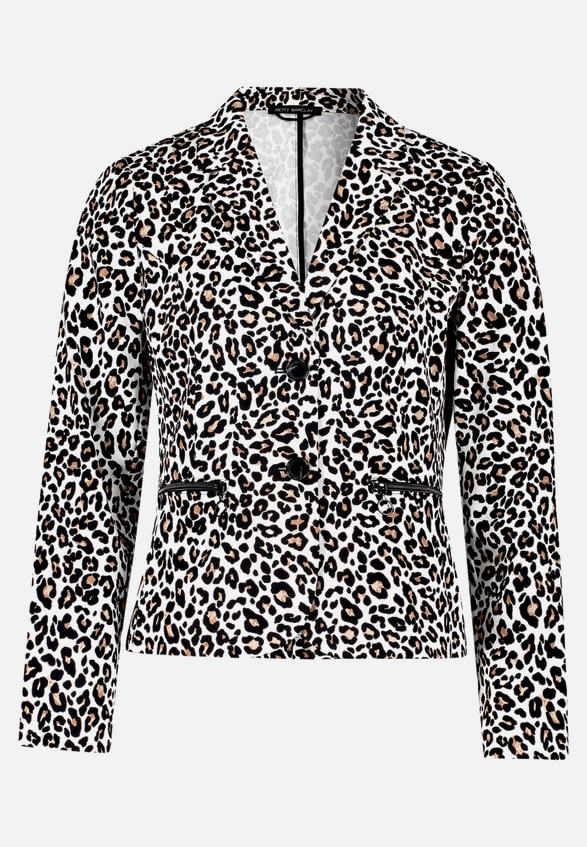 Kurzblazer mit Animalprint / Vorderseite