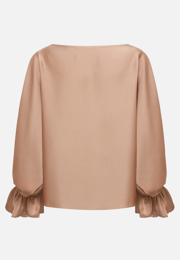 Satin-Bluse mit U-Boot-Ausschnitt / Rückseite