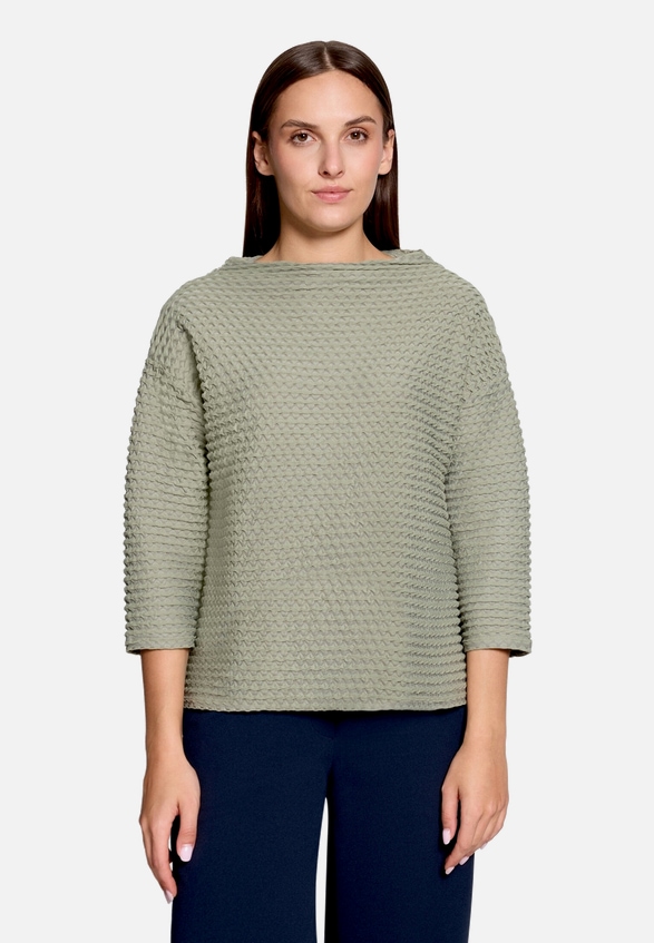 Sweatshirt  3/4 Arm mit Strukturmuster  / Modellfoto Vorderseite