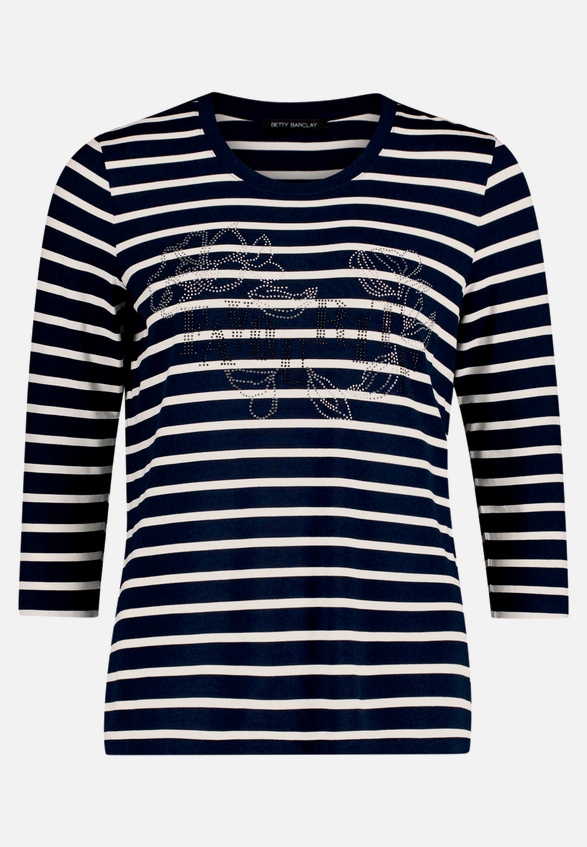 Ringelshirt mit Schmucksteinen / Vorderseite